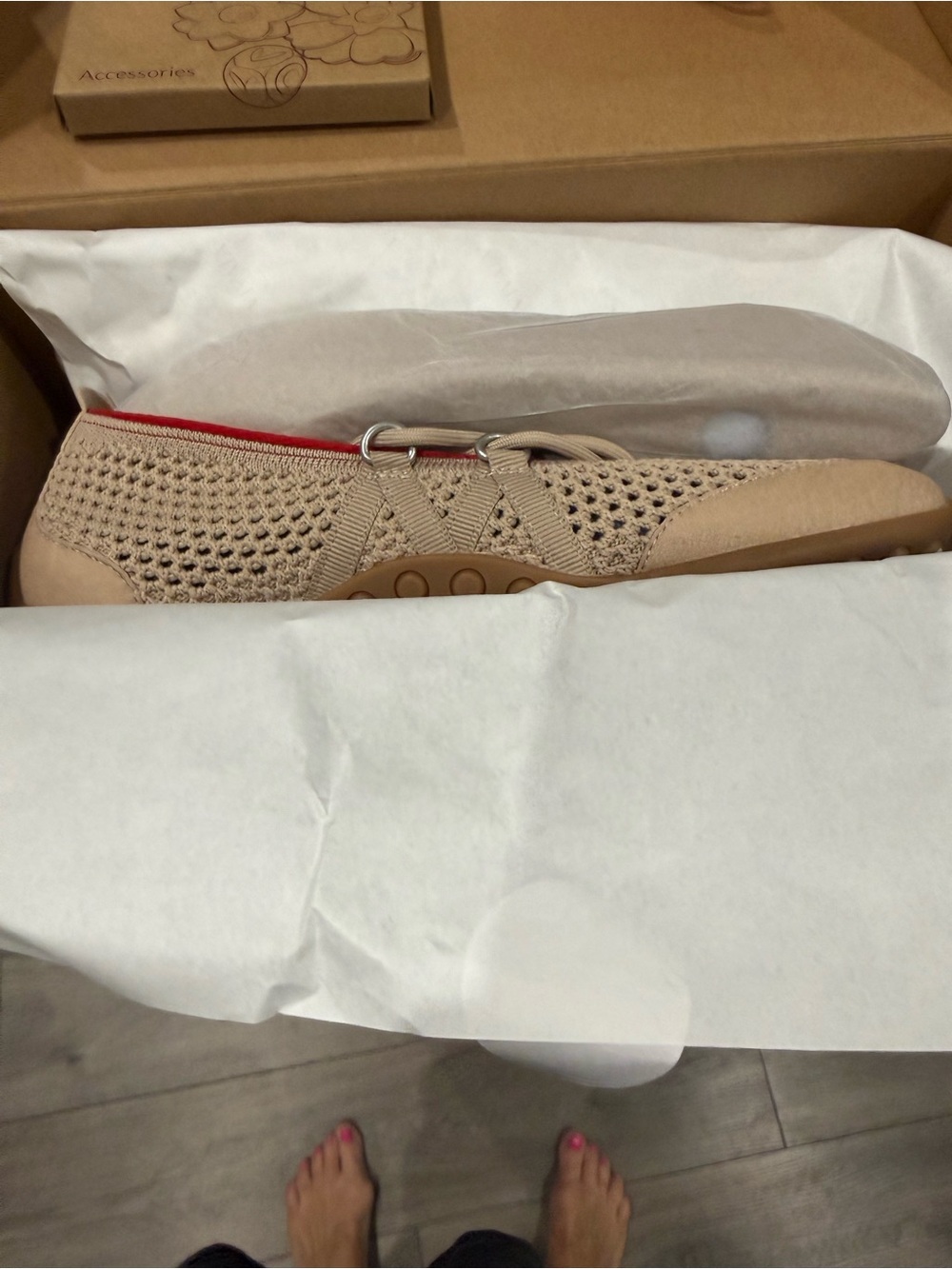 VIVAIA Beige Knit Lace-Up Flats - Comfortable For Everyday or Travel - Picture 7 of 12